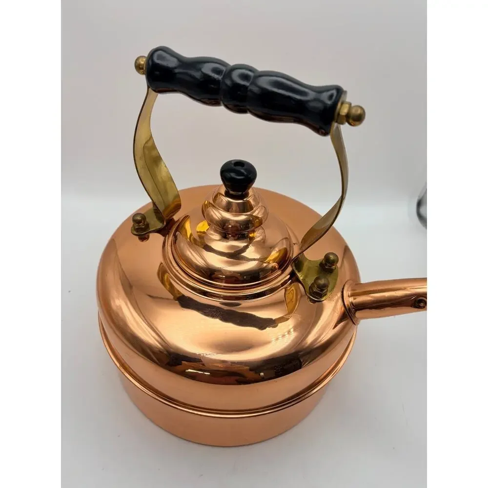 Old Dutch International copper plated tea kettle. Vintage